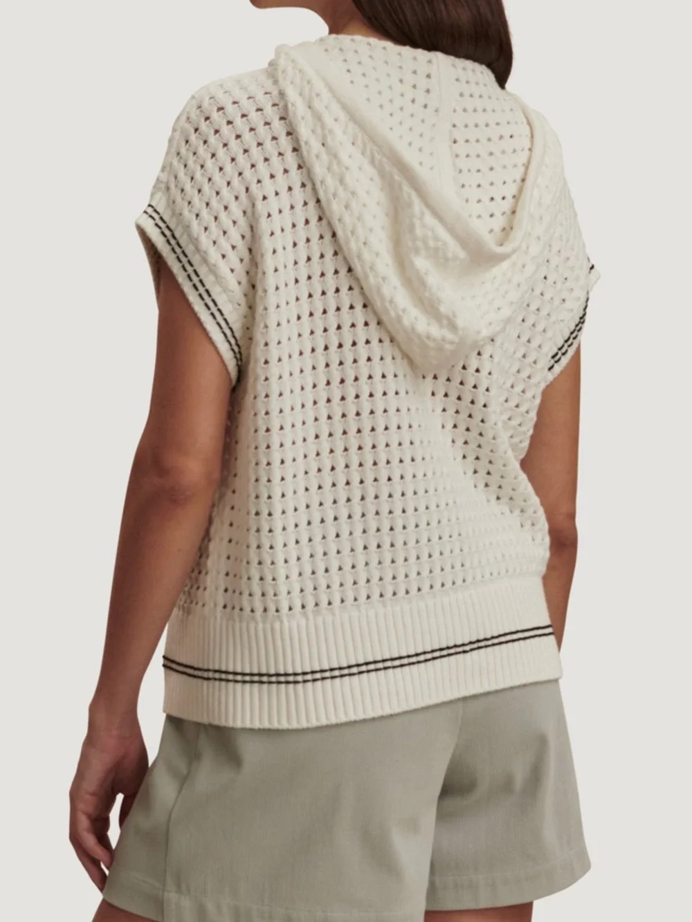 NWT Varley Vittoria Open Stitch Knit Hoodie in Snow White, size S - Picture 2 of 8